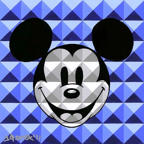 8 Bit-Block Mickey Blue by Tennessee Loveless Disney Fine Art Release Serigraph on Canvas