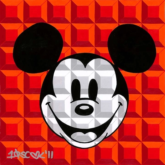 8 Bit-Block Mickey Red by Tennessee Loveless Disney Fine Art Release Serigraph on Canvas