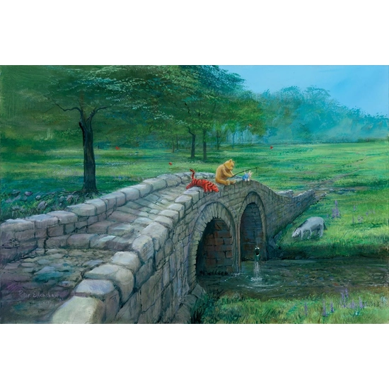 Fishing With Friends Winnie The Pooh by Peter Ellenshaw Disney Fine Art Release Giclee On Canvas