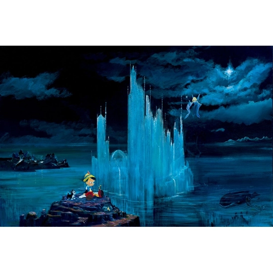 Blue Castle Pinocchio by Peter / Harrison Ellenshaw Disney Fine Art Release Giclee On Canvas