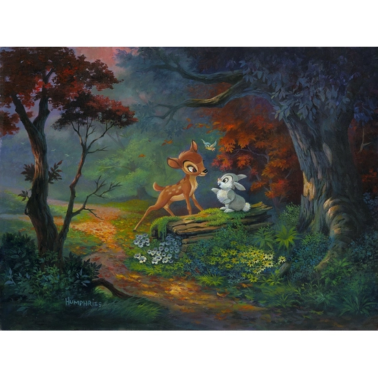 A Friendship Blossoms From The Movie Bambi by Michael Humphries Disney Fine Art Release Hand-Embellished Giclee on Canvas