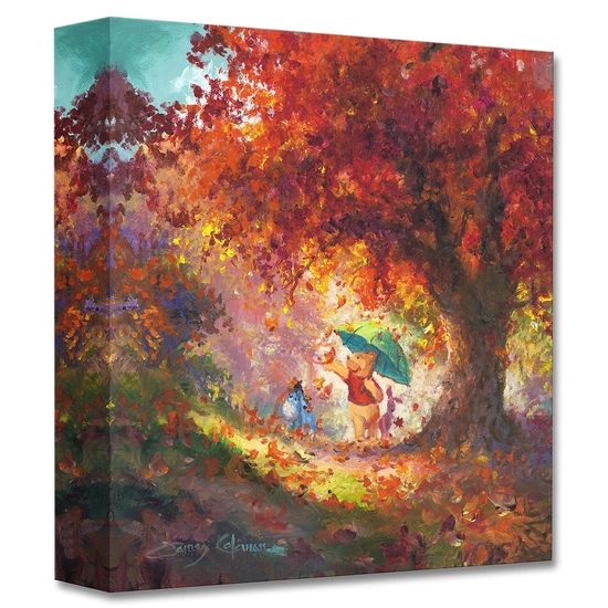 Autumn Leaves Gently Falling From Disney Winnie The Pooh by James Coleman Disney Fine Art Release Gallery Wrapped Giclee On Canvas