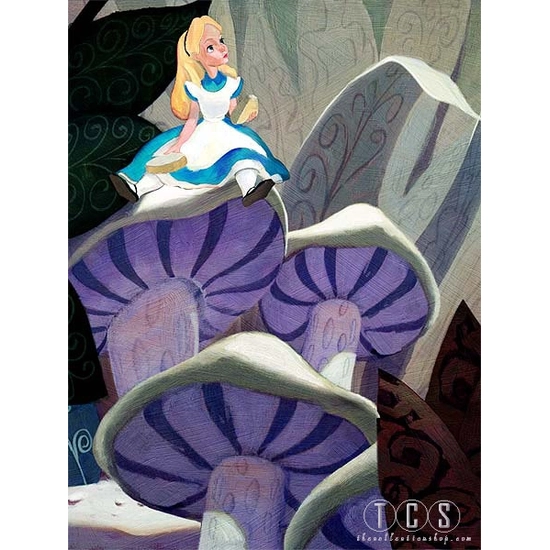 Alice (on Mushroom) - From Alice in Wonderland by Jim Salvati Disney Fine Art Release Giclee On Canvas