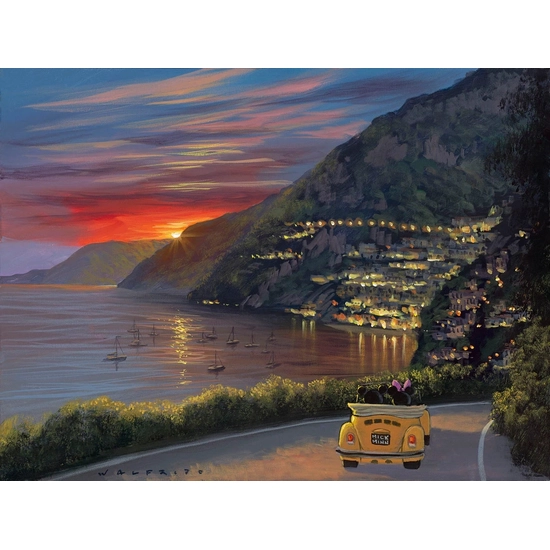 Riding Through Amalfi by Walfrido Garcia Disney Fine Art Release Hand-Embellished Giclee on Canvas