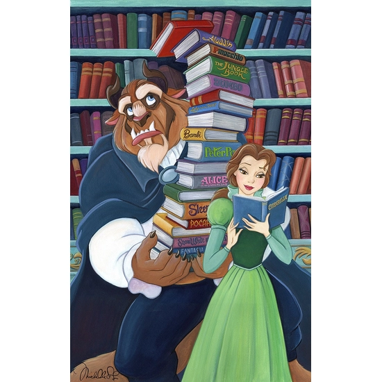 Belle's Books From Beauty and the Beast by Michelle St Laurent Disney Fine Art Release Giclee On Canvas