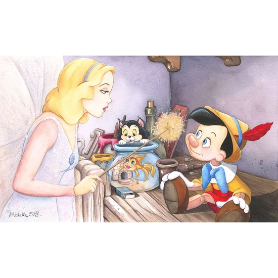 Brave Truthful and Unselfish - From Disney Pinocchio by Michelle St Laurent Disney Fine Art Release Giclee On Canvas