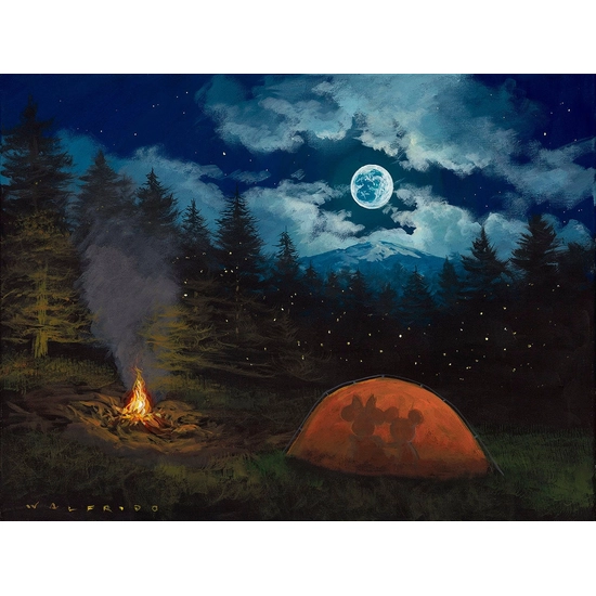 Camping under the Moon by Walfrido Garcia Disney Fine Art Release Gallery Wrapped Giclee On Canvas