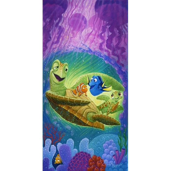 Cheer Up, Dude From Finding Nemo by Tim Rogerson Disney Fine Art Release Hand-Embellished Giclee on Canvas