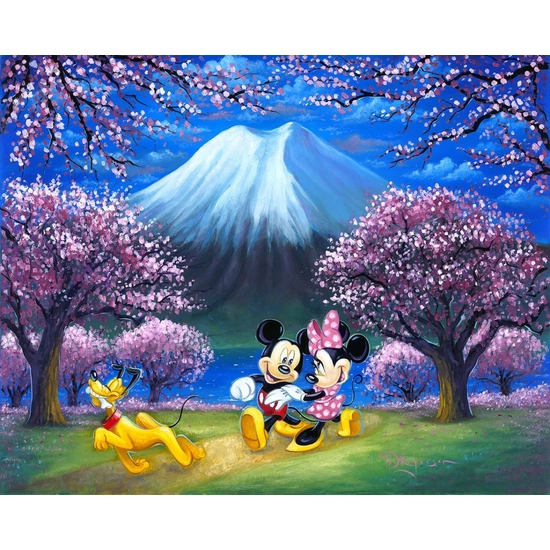 Under the Cherry Blossoms by Tim Rogerson Disney Fine Art Release Hand-Embellished Giclee on Canvas