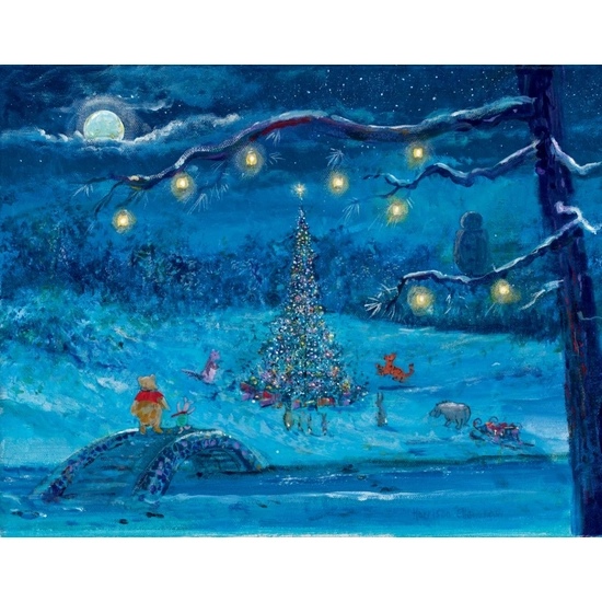 Merry Christmas Pooh HC - From Disney Winnie the Pooh by Harrison Ellenshaw Disney Fine Art Release Giclee On Canvas