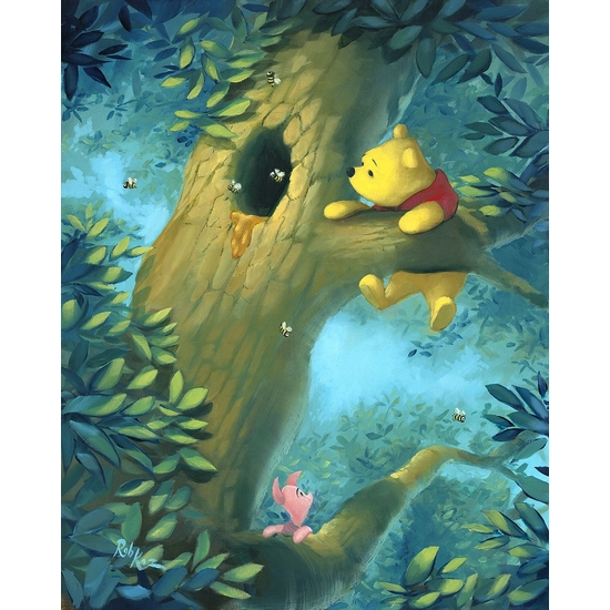 Curious Bear - From Disney Winnie the Pooh by Rob Kaz  Disney Fine Art Release Hand-Embellished on Canvas