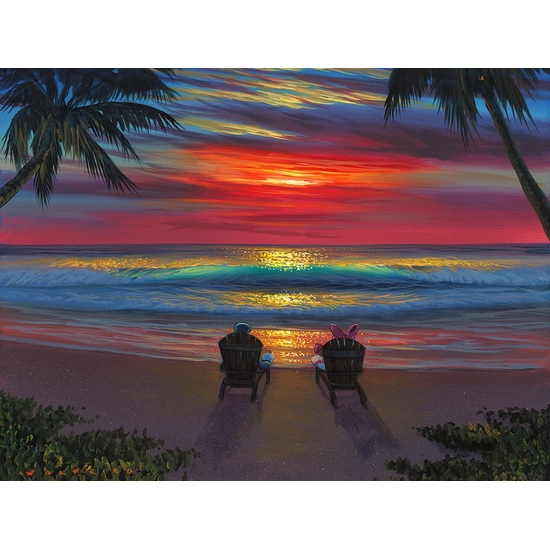 Donald and Daisys Perfect Sunset Gallery Wrapped by Walfrido Garcia Disney Fine Art Release Hand-Embellished Giclee on Canvas