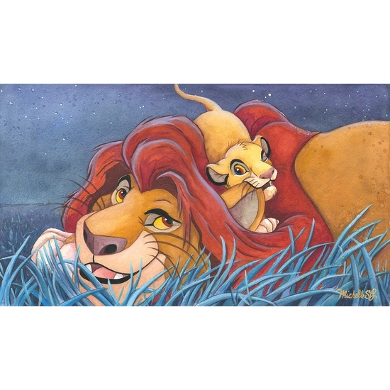 Father and Son - From Disney The Lion King by Michelle St Laurent Disney Fine Art Release Hand-Embellished Giclee on Canvas