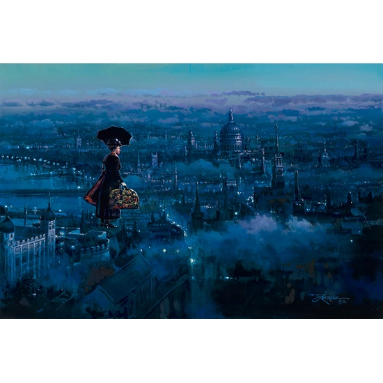 Floating Over London by Rodel Gonzalez Disney Fine Art Release Hand-Embellished Giclee on Canvas