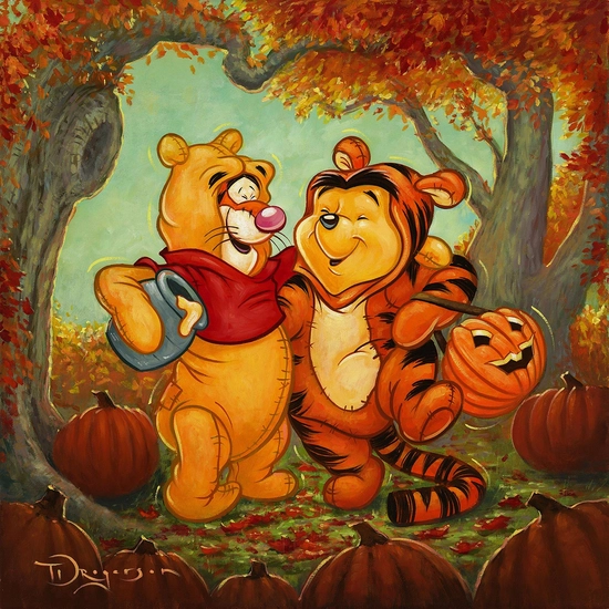 Friendship Masquerade From Winnie the Pooh by Tim Rogerson Disney Fine Art Release Hand-Embellished Giclee on Canvas