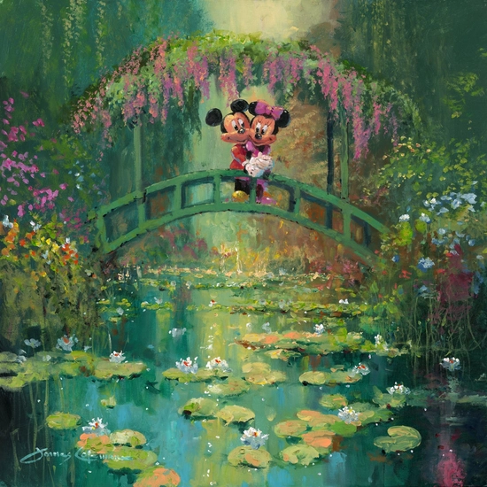 Mickey and Minnie at Giverny by James Coleman Disney Fine Art Release Hand-Embellished Giclee on Canvas