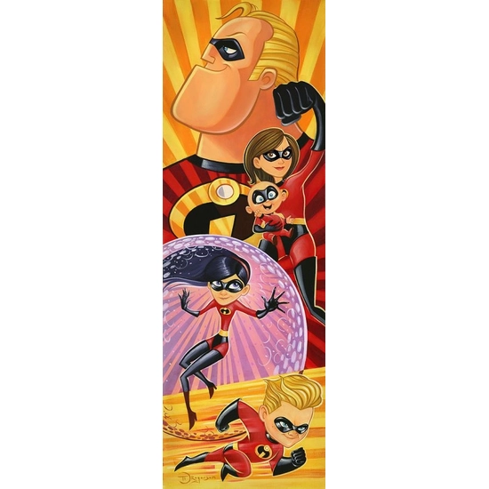 Incredibles to the Rescue From The Incredibles by Tim Rogerson Disney Fine Art Release Hand-Embellished Giclee on Canvas