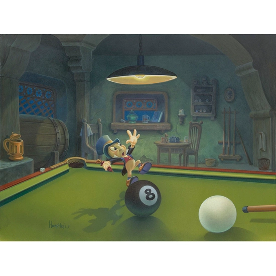 Jiminy Balances the Eight Ball by Michael Humphries Disney Fine Art Release Hand-Embellished Giclee on Canvas