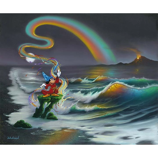 Mickey Colors the World by Jim Warren Disney Fine Art Release Hand-Embellished Giclee on Canvas