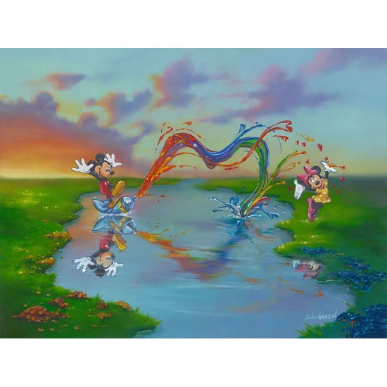 A Message to Minnie by Jim Warren Disney Fine Art Release Hand-Embellished Giclee on Canvas