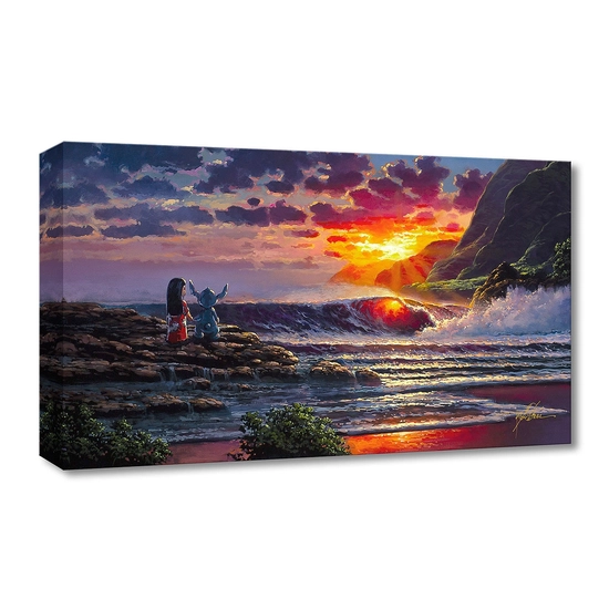 Lilo & Stitch Share a Sunset by Rodel Gonzalez Disney Fine Art Release Gallery Wrapped Giclee On Canvas