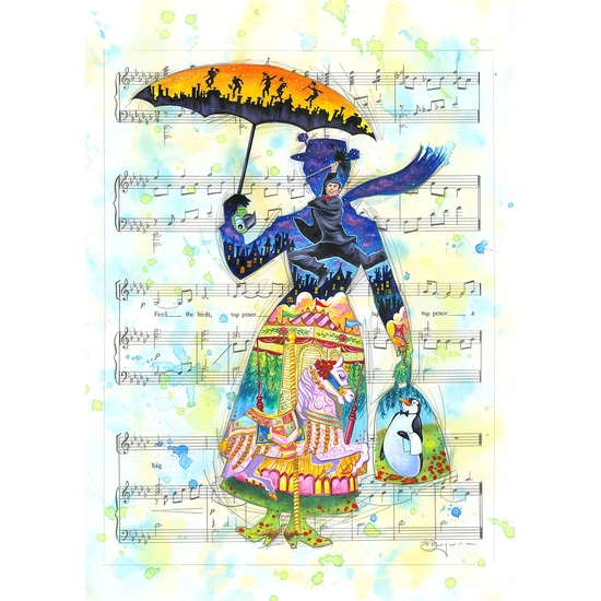 A Mary Tune - From Disney Mary Poppins by Tim Rogerson Disney Fine Art Release Giclee On Canvas