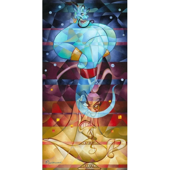 Master of the Lamp From Aladdin by Tom Matousek Disney Fine Art Release Hand-Embellished Giclee on Canvas