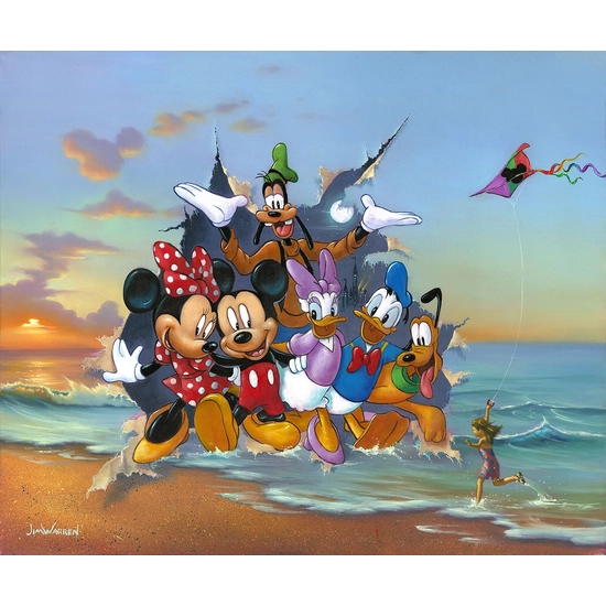 Mickey and the Gang's Grand Entrance by Jim Warren Disney Fine Art Release Hand-Embellished Giclee on Canvas