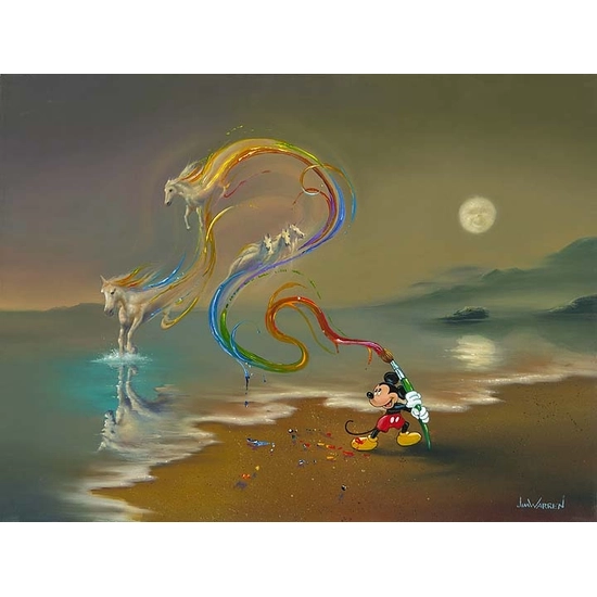 Mickey the Artist by Jim Warren Disney Fine Art Release Hand-Embellished Giclee on Canvas