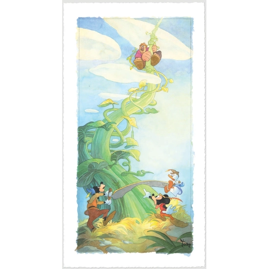 Mickey and the Beanstalk by Toby Bluth Disney Fine Art Release Hand Deckled Giclee On Paper