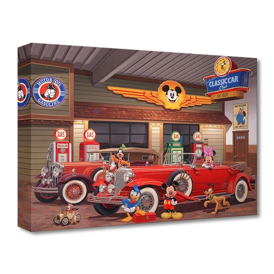 Mickey's Classic Car Club by Manuel Hernandez Disney Fine Art Release Gallery Wrapped Giclee On Canvas