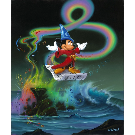 Mickey Making Magic - From Disney Fantasia by Jim Warren Disney Fine Art Release Giclee On Canvas