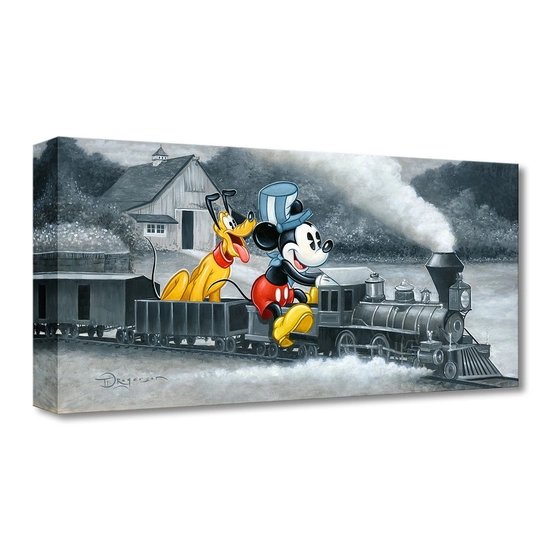 Mickey's Train From Mickey Mouse by Tim Rogerson Disney Fine Art Release Gallery Wrapped Giclee On Canvas