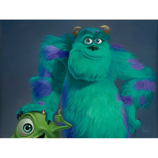 Mike and Sully by Jared Franco Disney Fine Art Release Hand-Embellished Giclee on Canvas