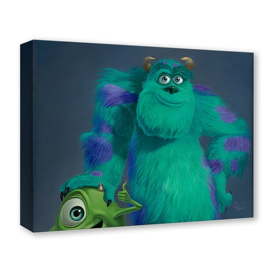 Mike and Sully by Jared Franco Disney Fine Art Release Gallery Wrapped Giclee On Canvas