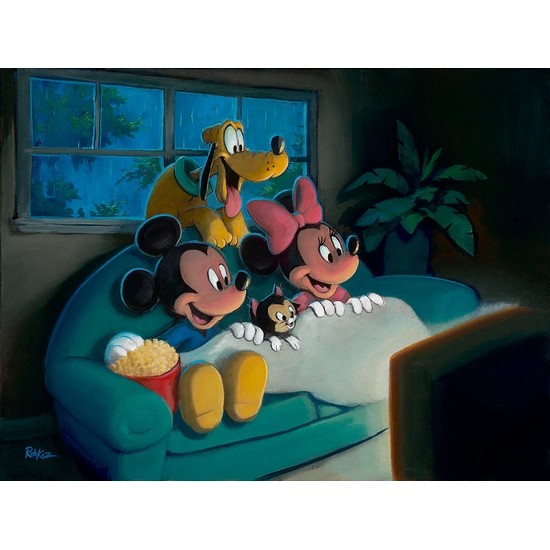 Movie Night by Rob Kaz  Disney Fine Art Release Hand-Embellished Giclee on Canvas