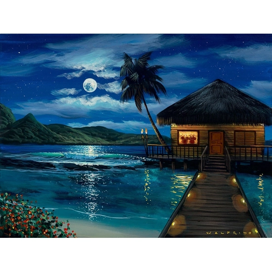 Moonlit Bungalow by Walfrido Garcia Disney Fine Art Release Hand-Embellished Giclee on Canvas