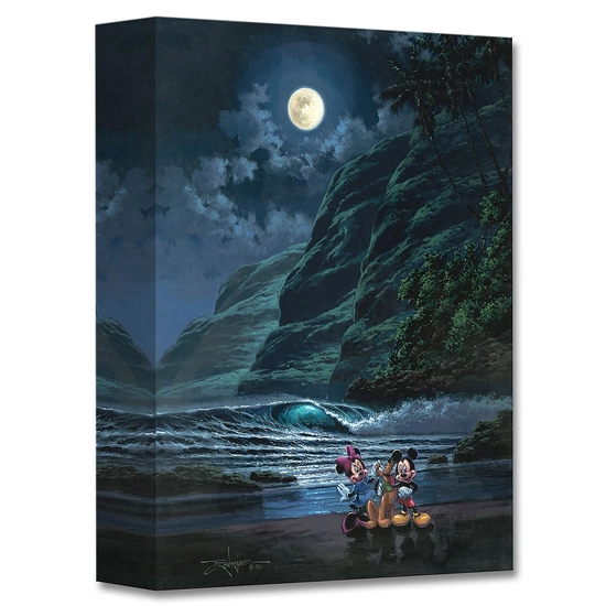 Moonlit Portrait Mickey Minne and Pluto by Rodel Gonzalez Disney Fine Art Release Gallery Wrapped Giclee On Canvas