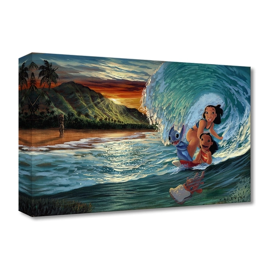 Morning Surf From Lilo and Stitch by Walfrido Garcia Disney Fine Art Release Gallery Wrapped Giclee On Canvas