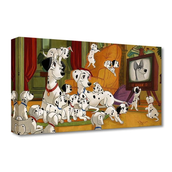 Movie Night From One Hundred and One Dalmatians by Tim Rogerson Disney Fine Art Release Giclee On Canvas