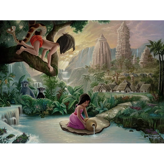 Mowgli's Neighborhood by Jared Franco Disney Fine Art Release Hand-Embellished Giclee on Canvas