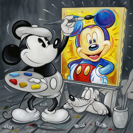 Mickey Paints Mickey From Mickey Sculpting Mickey by Tim Rogerson Disney Fine Art Release Giclee On Canvas