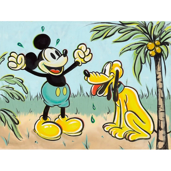 Pals in Paradise From Mickey and Pluto by Dom Corona Disney Fine Art Release Giclee On Canvas