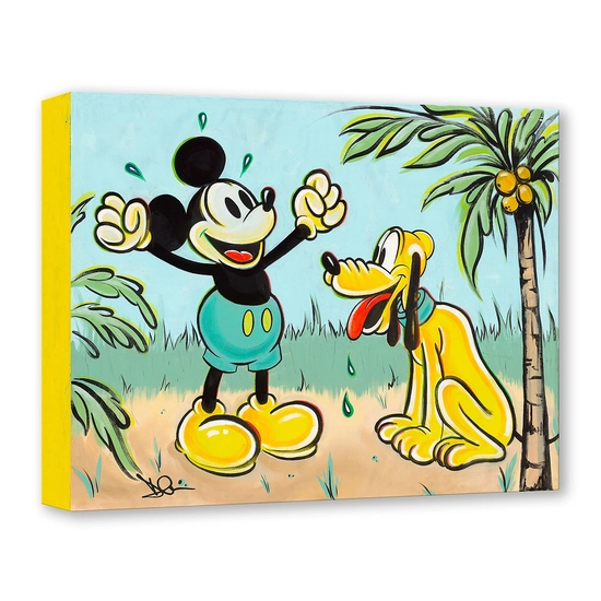 Pals in Paradise From Mickey and Pluto by Dom Corona Disney Fine Art Release Gallery Wrapped Giclee On Canvas