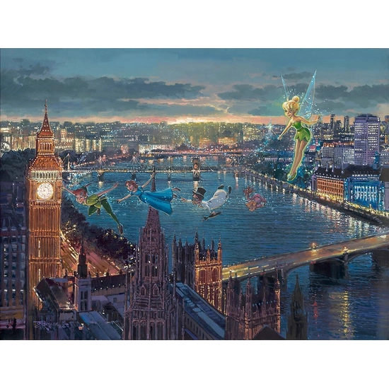 Peter Pan In London by Rodel Gonzalez Disney Fine Art Release Hand-Embellished Giclee on Canvas