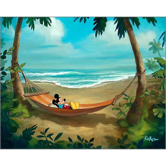 Rest and Relaxation Mickey by Rob Kaz  Disney Fine Art Release Hand-Embellished Giclee on Canvas