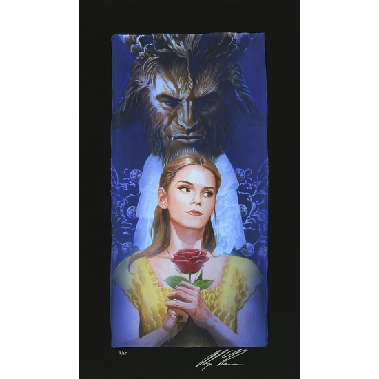 La Belle Et La Bete Chiarograph on Black Paper From Beauty and The Beast by Alex Ross Disney Disney Fine Art Release 