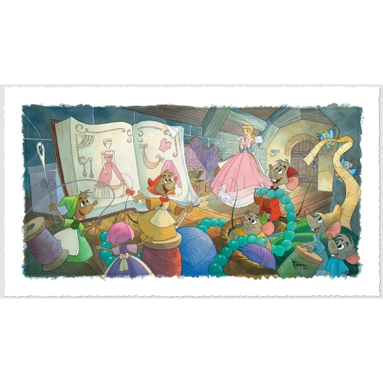 Sew Beautiful Cinderella by Toby Bluth Disney Fine Art Release Giclee On Paper