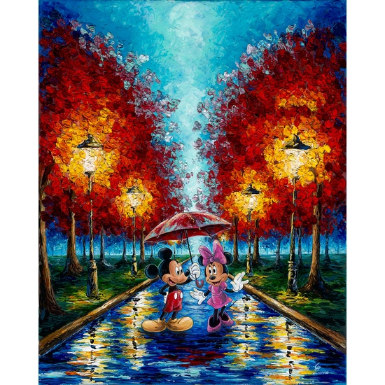 Street Lights and Rainy Nights by Jennifer Lana Disney Fine Art Release Hand-Embellished Giclee on Canvas