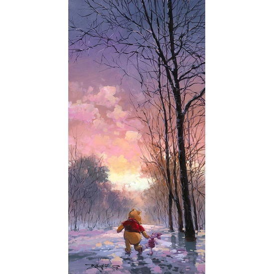 Snowy Path Premiere Edition From Winnie The Pooh by Rodel Gonzalez Disney Fine Art Release Hand-Embellished Giclee on Canvas